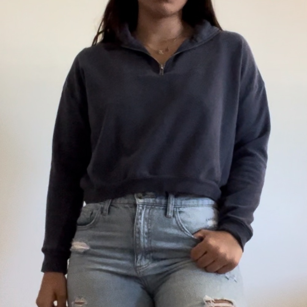 Navy Cropped Halfzip